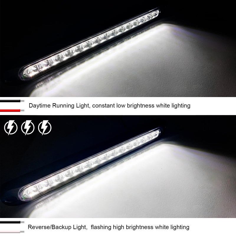 PSEQT 10" 15 LED Trailer Identification Light Led Running Reverse Backup Tail Light Bar Strip White Truck Rear Side Marker Lights Waterproof - Image 2